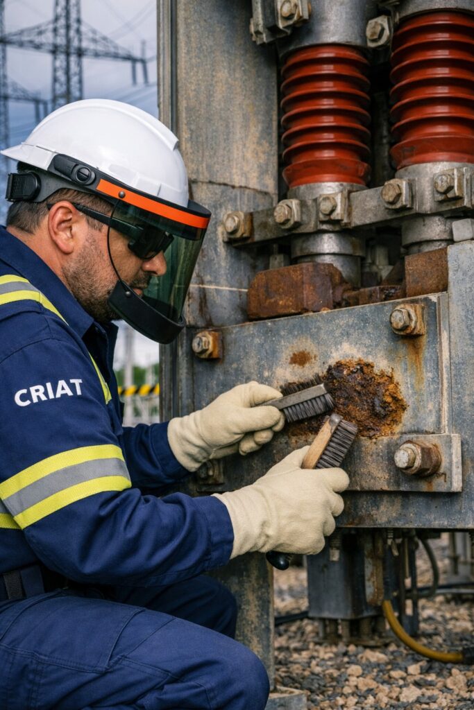 Correção de pontos de corrosão em malha de aterramento