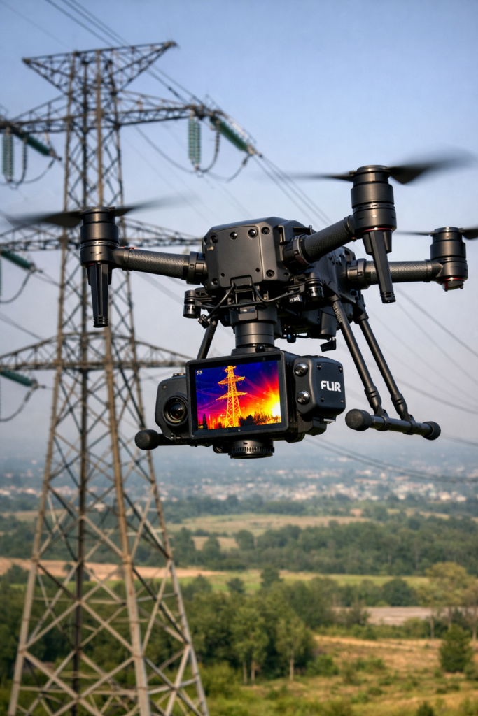 Termografia com drone em linha de transmissão